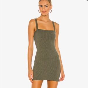 Lovers + Friends Green Ribbed Bodycon Mini Dress